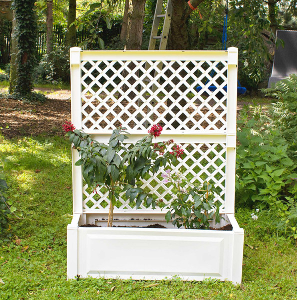 KHW Pflanzkasten gross mit Spalier 100 cm weiß