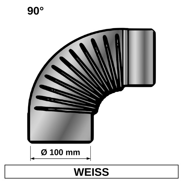 ediFire Ofenrohrbogen gerippt 90° Ø 100 mm, weiß