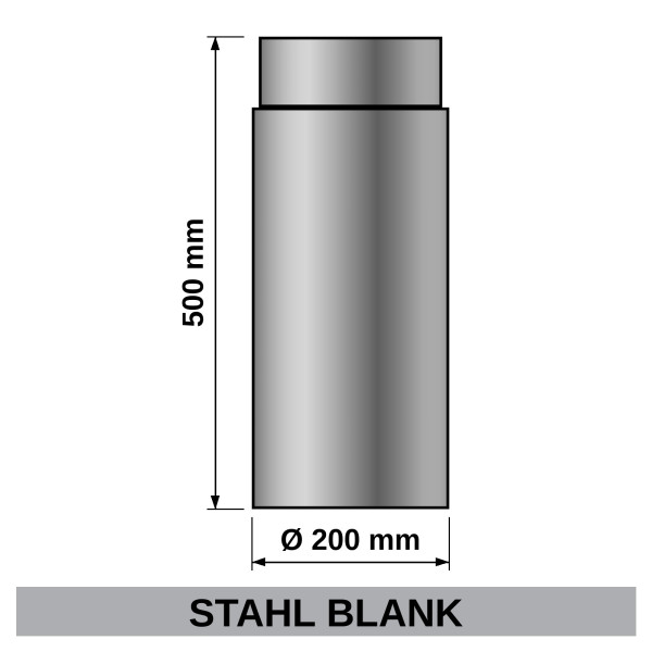 Ofenrohr / Rauchrohr Stahl blank Ø200mm Länge 500 mm