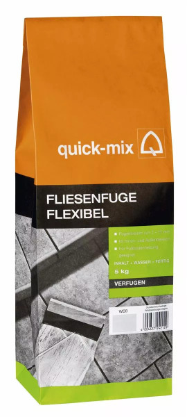 Quick-Mix Fliesenfuge flexibel 5 kg – weißer Fugenmörtel