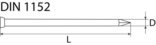 Drahtstifte 2,2 × 55 mm, Stauchkopf, verzinkt, DIN 1152, 1 kg