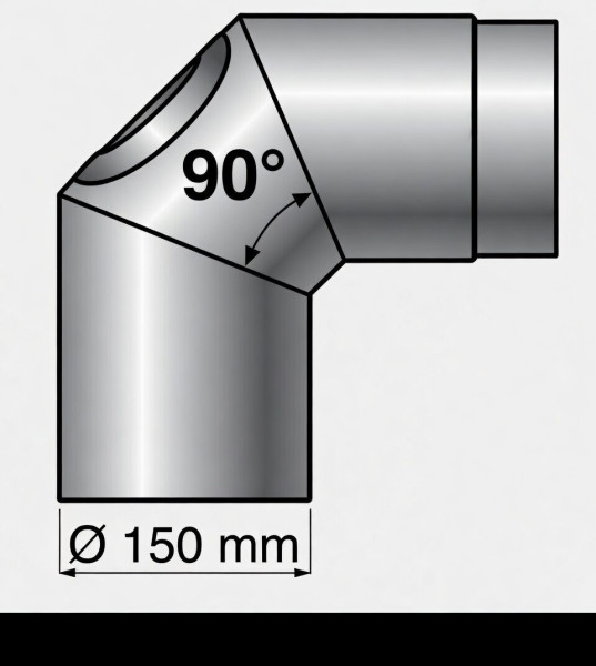 Ofenrohrbogen 90° Ø 120 mm Schwarz – 2 mm Stahl mit Öffnung