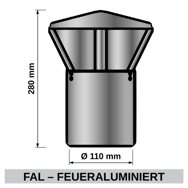 ediFire Regenhaube Ø 110 mm, feueraluminiert
