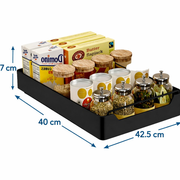 Teleskopschublade zum Kleben – Schwarzer Küchen-Organizer (43 x 25 cm)