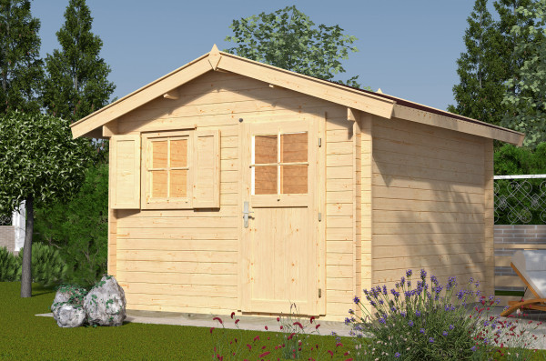 Weka Blockbohlenhaus 28 mm Gartenhaus Premium28FT natur 380x330cm