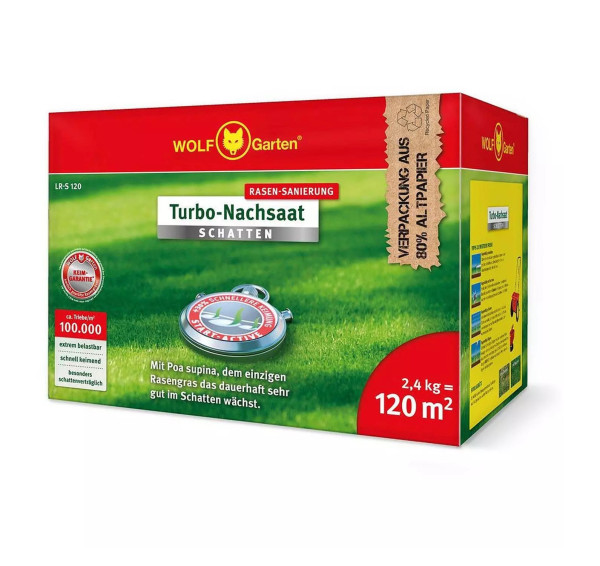 Wolf Garten Turbo Nachsaat Schatten Rasensaatgut L-RS120 für 120m²