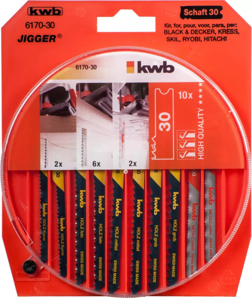 Stichsägeblätter-Set, 10-tlg., U-Schaft
