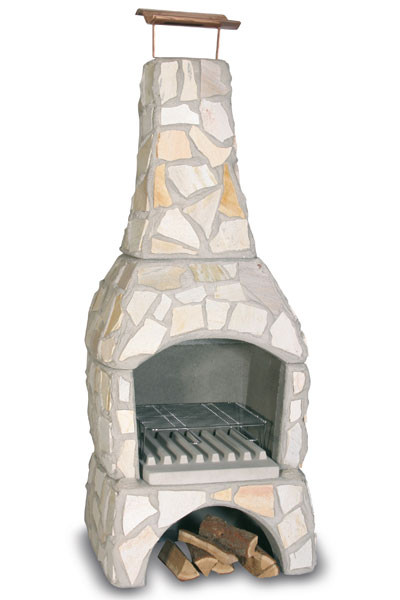 Wellfire Gartenkamin / Grillkamin Landau Quarzit gelb 202x80x77cm