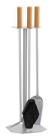 Kaminbesteck / Kamingarnitur Lienbacher grau Buche 3teilig H62cm