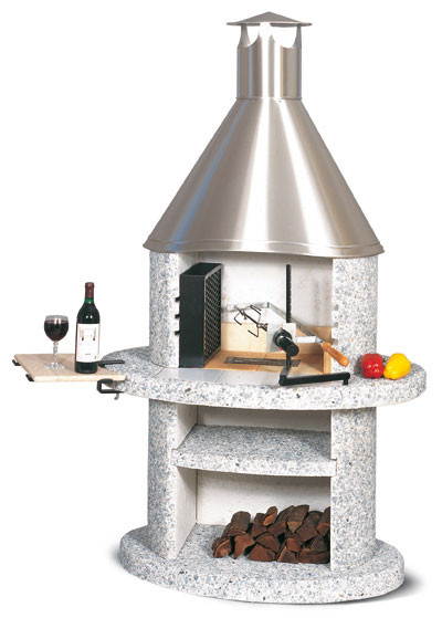 Wellfire Grillkamin Duna weiß Edelstahl 190x110x73cm