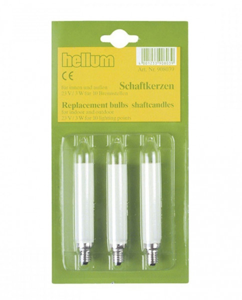 Ersatzlampen Schaftkerze elfenbein 23V 3W 3 Stück E10