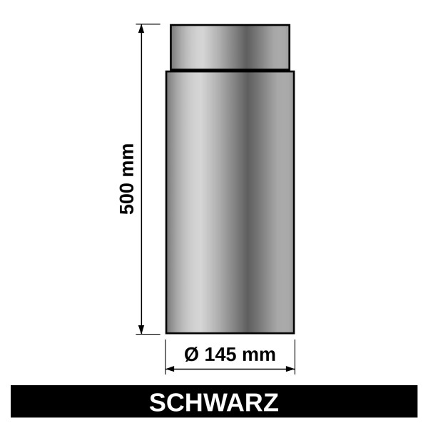 ediFire Ofenrohr Ø 145 mm, 500 mm, schwarz