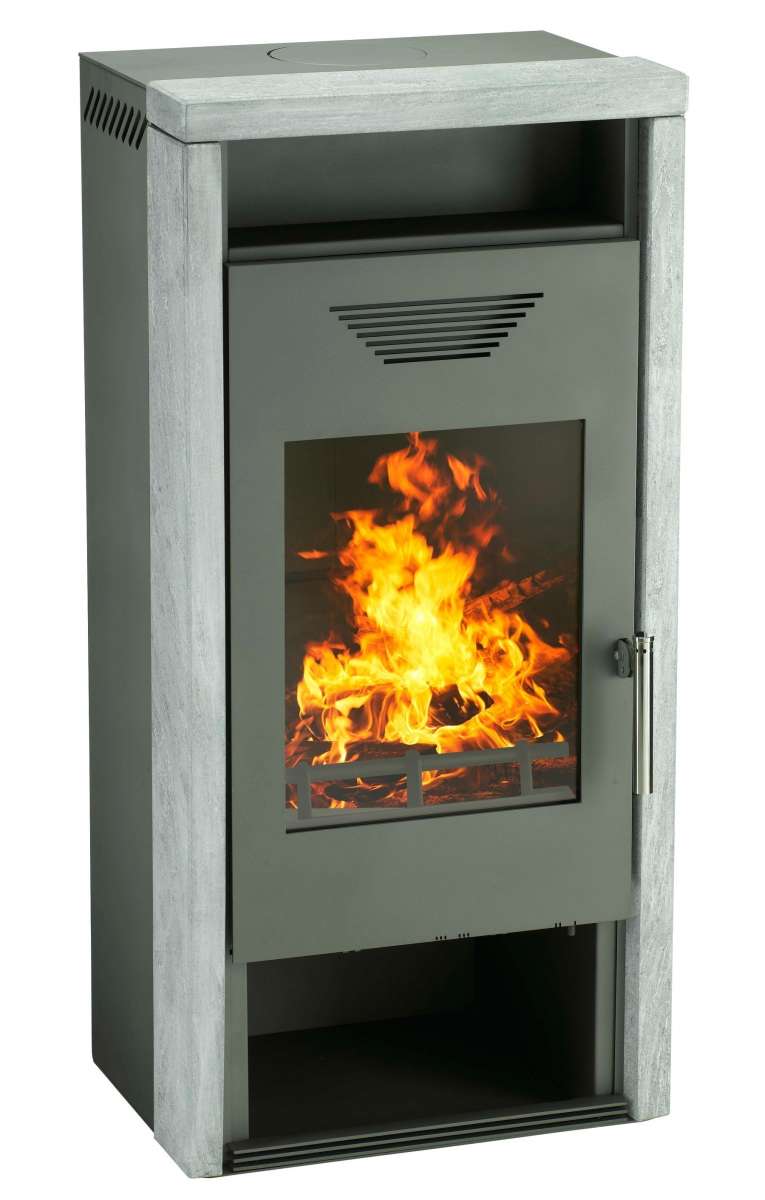 Wamsler Kamin YARA - 8 KW Holzofen Mit Selbstreinigender Scheibe & Sandstein-Optik