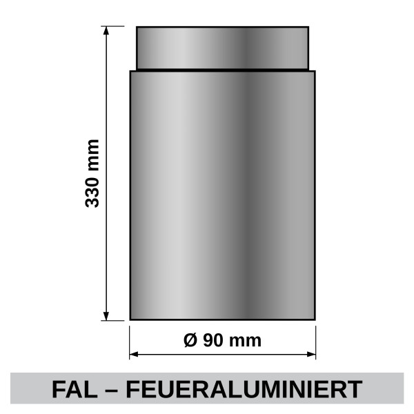 ediFire Ofenrohr Ø 90 mm, 330 mm, feueraluminiert