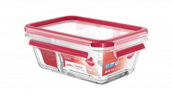 Emsa Frischhaltedose Clip & Close Glas eckig 0,8 L