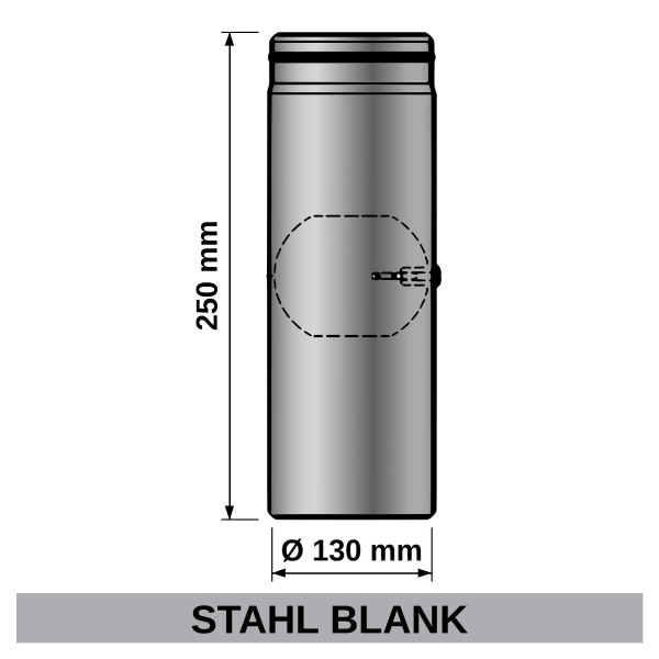 Ofenrohr mit Drosselklappe Senotherm schwarz Ø 130 mm Länge 250 mm