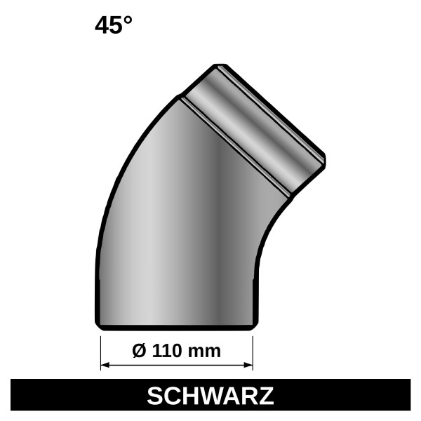 ediFire Ofenrohrbogen glatt 45° Ø 110 mm, schwarz