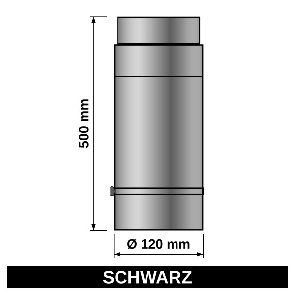 ediFire Teleskop-Ofenrohr Ø 120 mm, 500 mm, schwarz